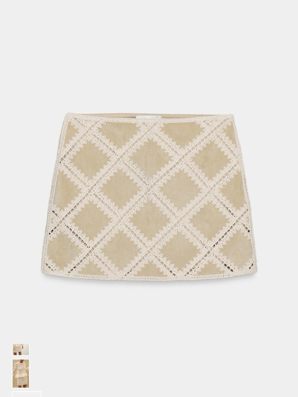 Zara Cream Crochet Diamond-Panel Mini Skirt - Picture 6 of 13